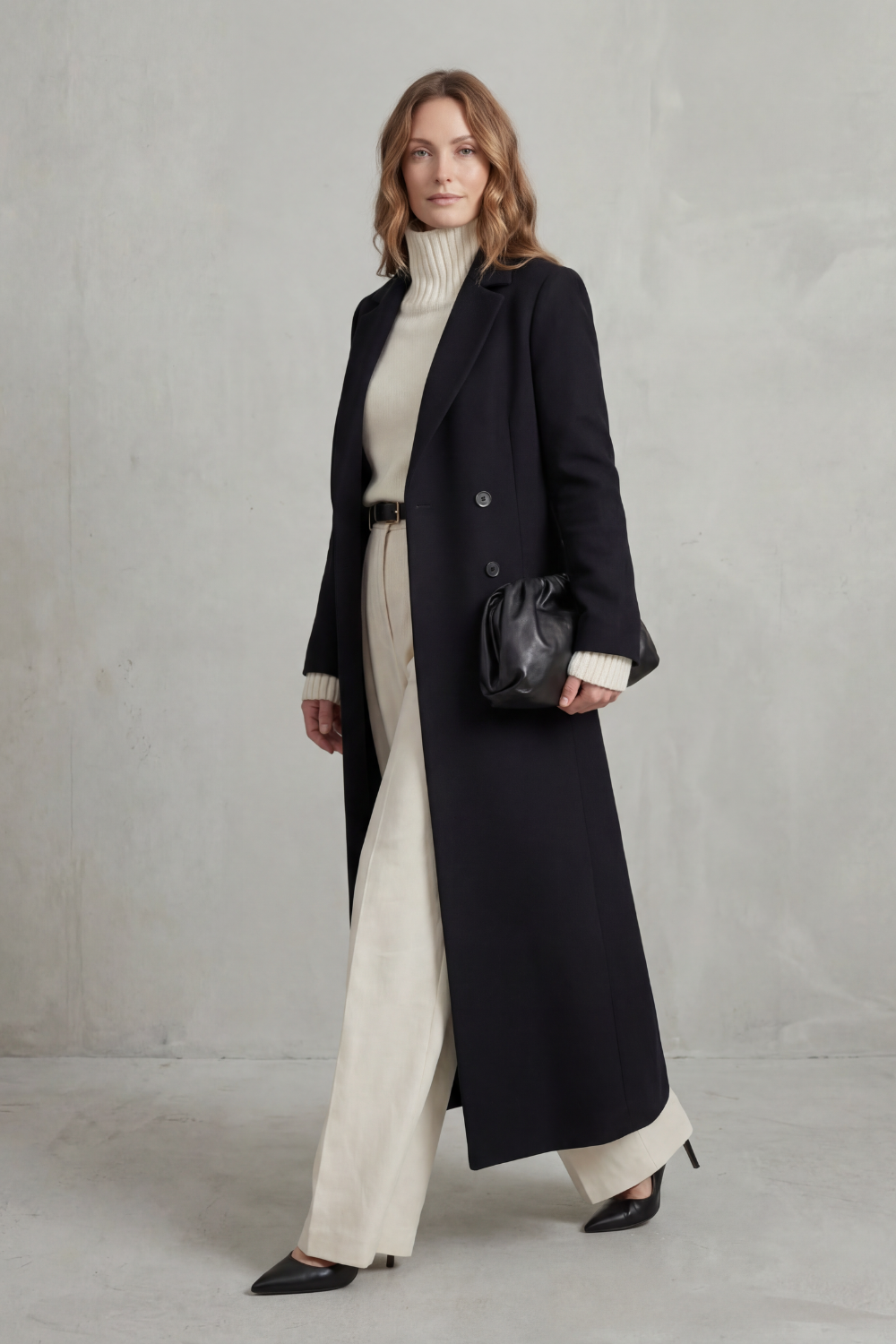 Double Breasted Wool Blend Coat for Women, Longline 3