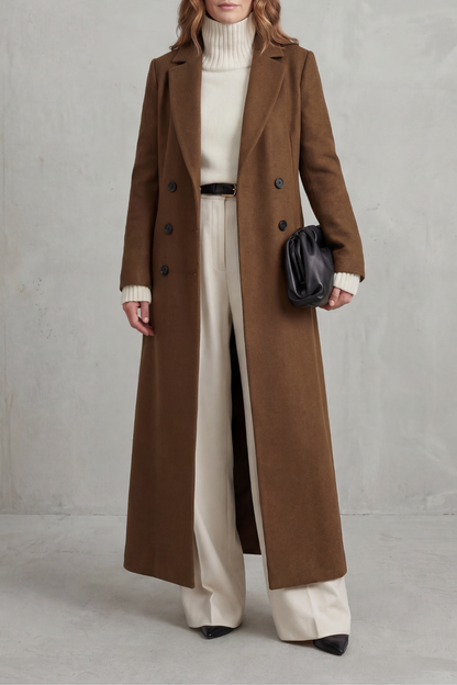 Double Breasted Wool Blend Coat for Women, Longline 5