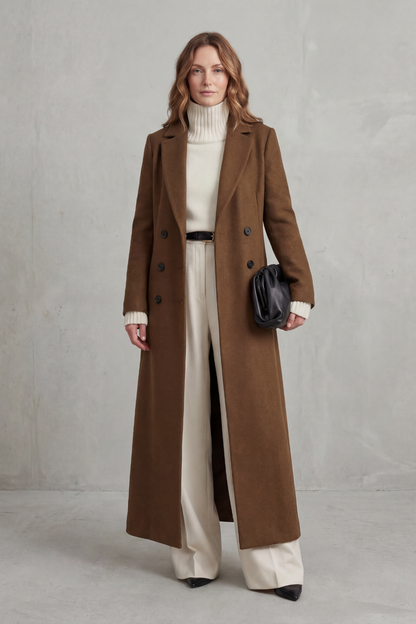 Double Breasted Wool Blend Coat for Women, Longline 6