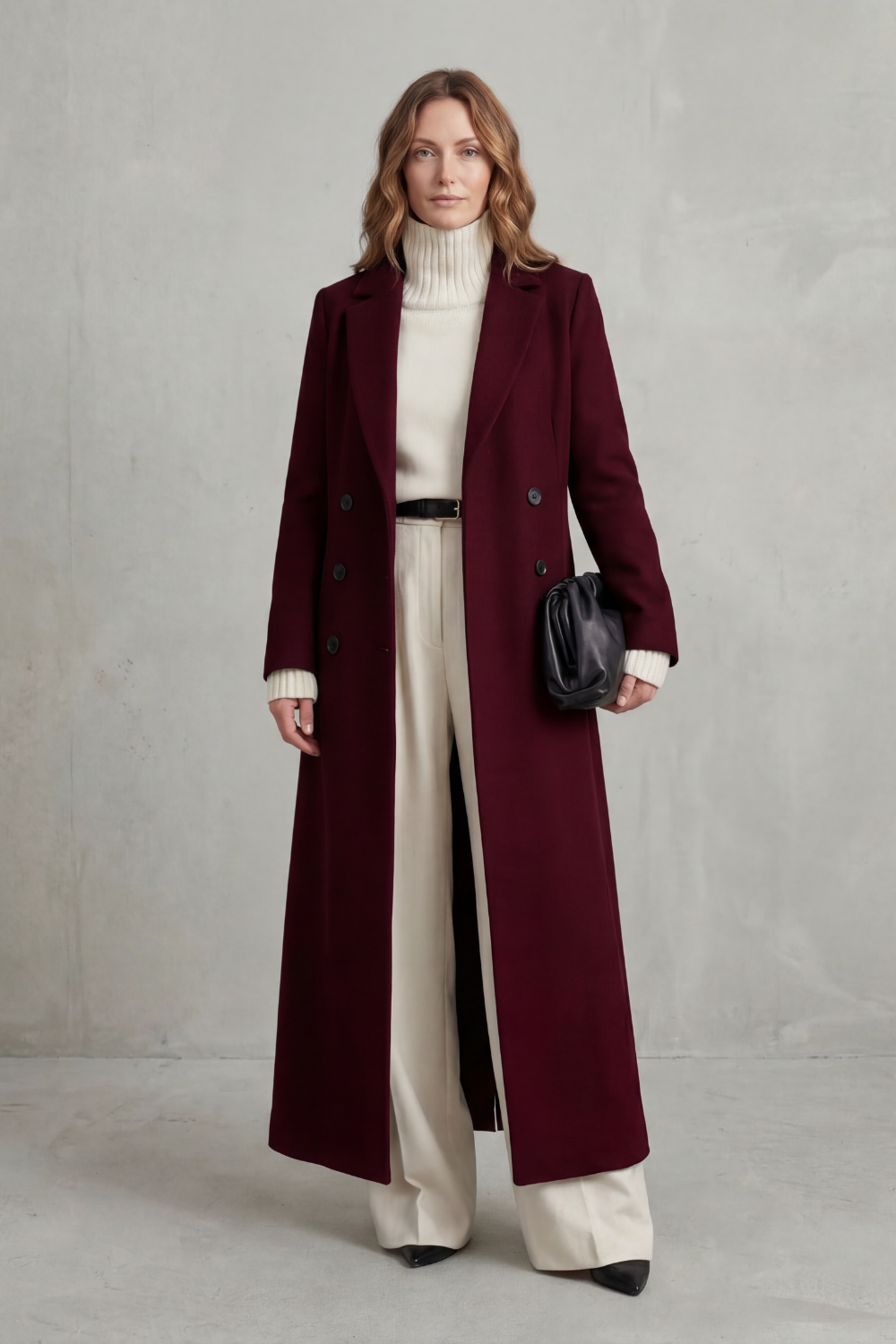 Double Breasted Wool Blend Coat for Women, Longline 8