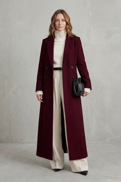 Double Breasted Wool Blend Coat for Women, Longline 8