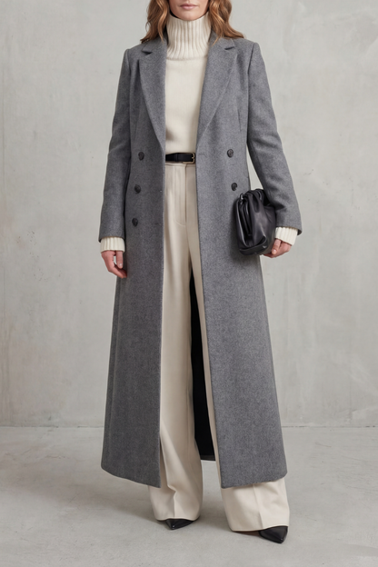 Double Breasted Wool Blend Coat for Women, Longline 9