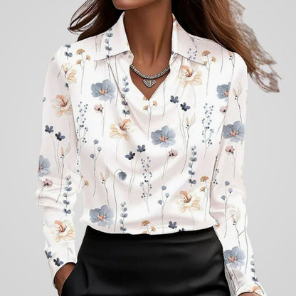 Women's Cowl Neck Satin Blouse — Long Sleeve Draped Top 14