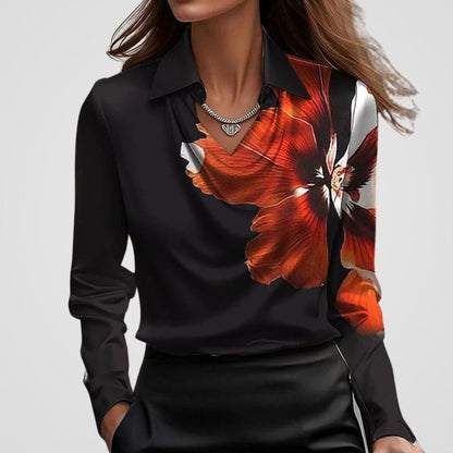 Women's Cowl Neck Satin Blouse — Long Sleeve Draped Top 18