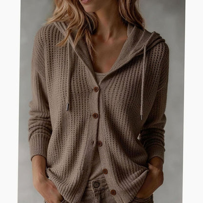 Women's Hooded Waffle-Knit Cardigan — Relaxed Button-Front Fit 4
