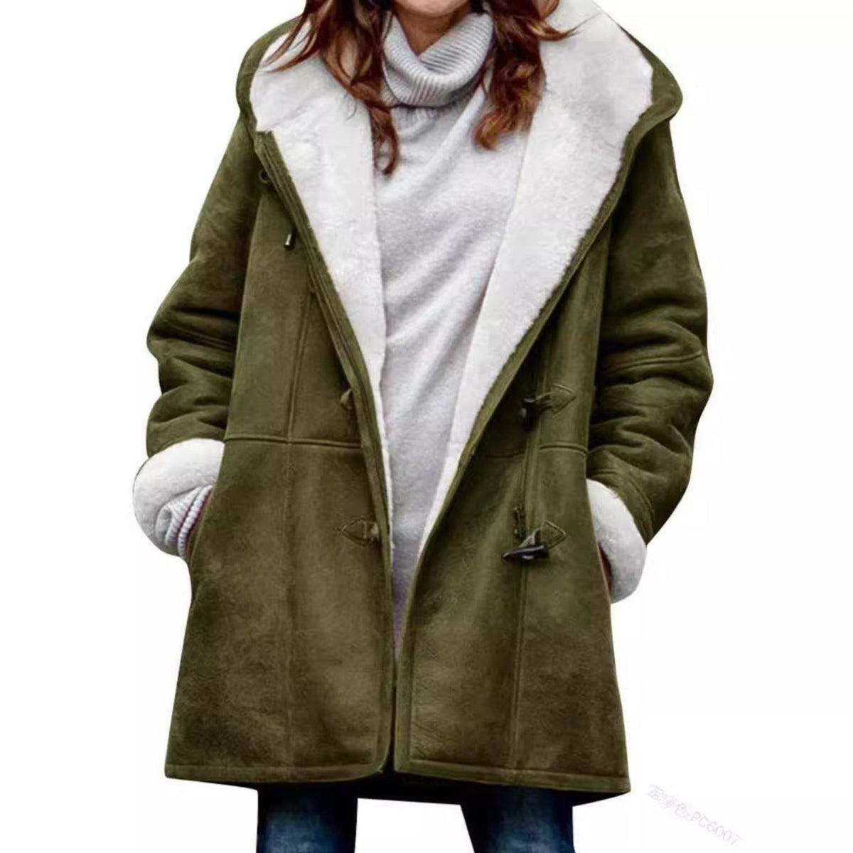 Women's Hooded Duffle Coat with Toggle Buttons 3