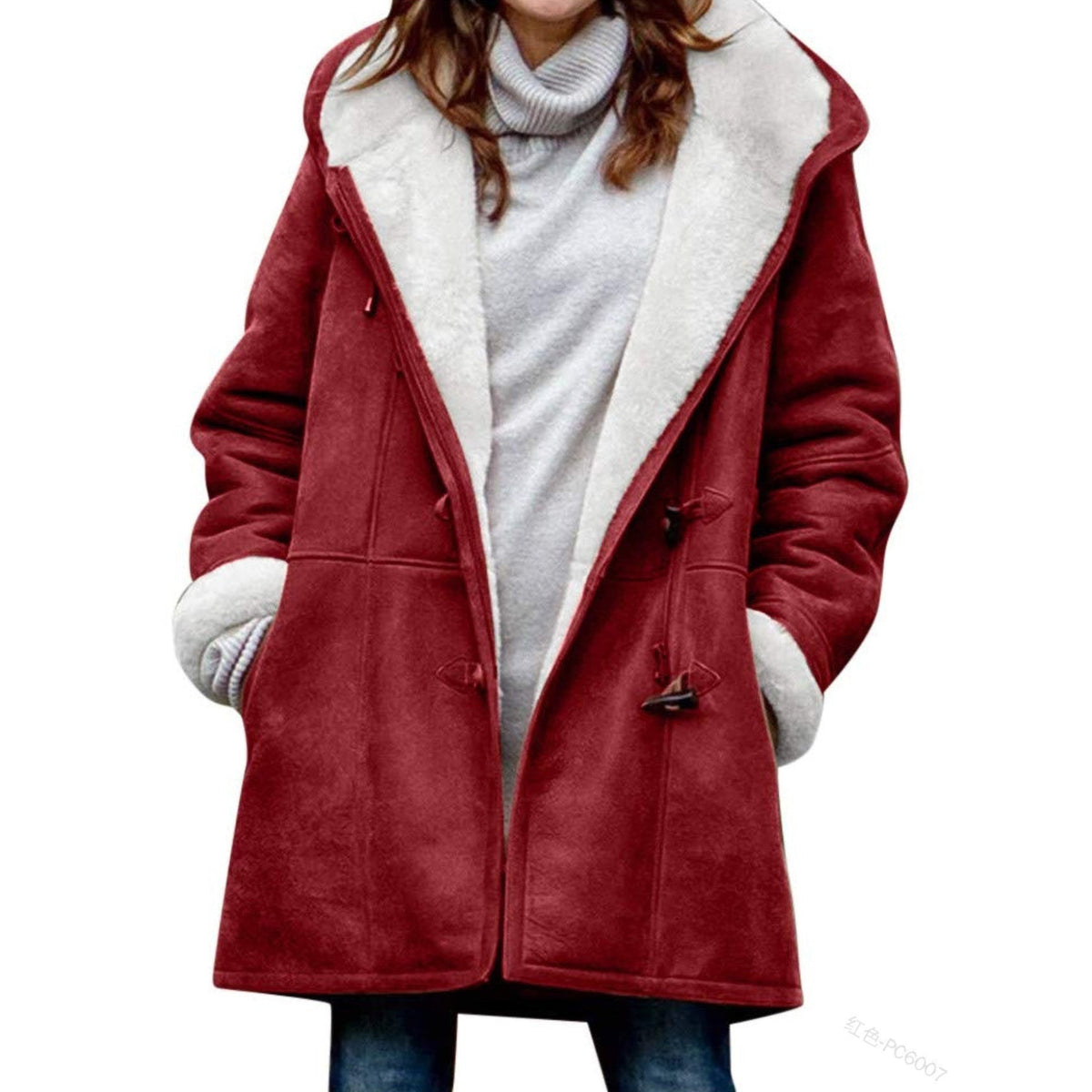 Women's Hooded Duffle Coat with Toggle Buttons 5