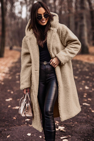 Faux Fur Coat with Hood, Women's Relaxed Winter Coat 1