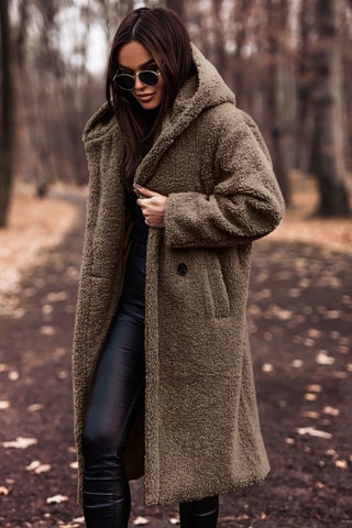 Faux Fur Coat with Hood, Women's Relaxed Winter Coat 4