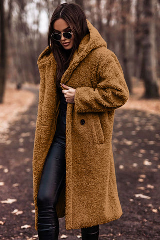 Faux Fur Coat with Hood, Women's Relaxed Winter Coat 5