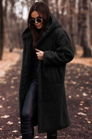 Faux Fur Coat with Hood, Women's Relaxed Winter Coat 6