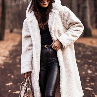 Faux Fur Coat with Hood, Women's Relaxed Winter Coat 9