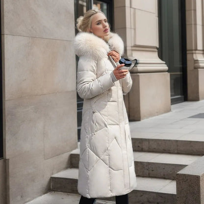 Women's Quilted Puffer Coat with Hood Trim for Winter 1