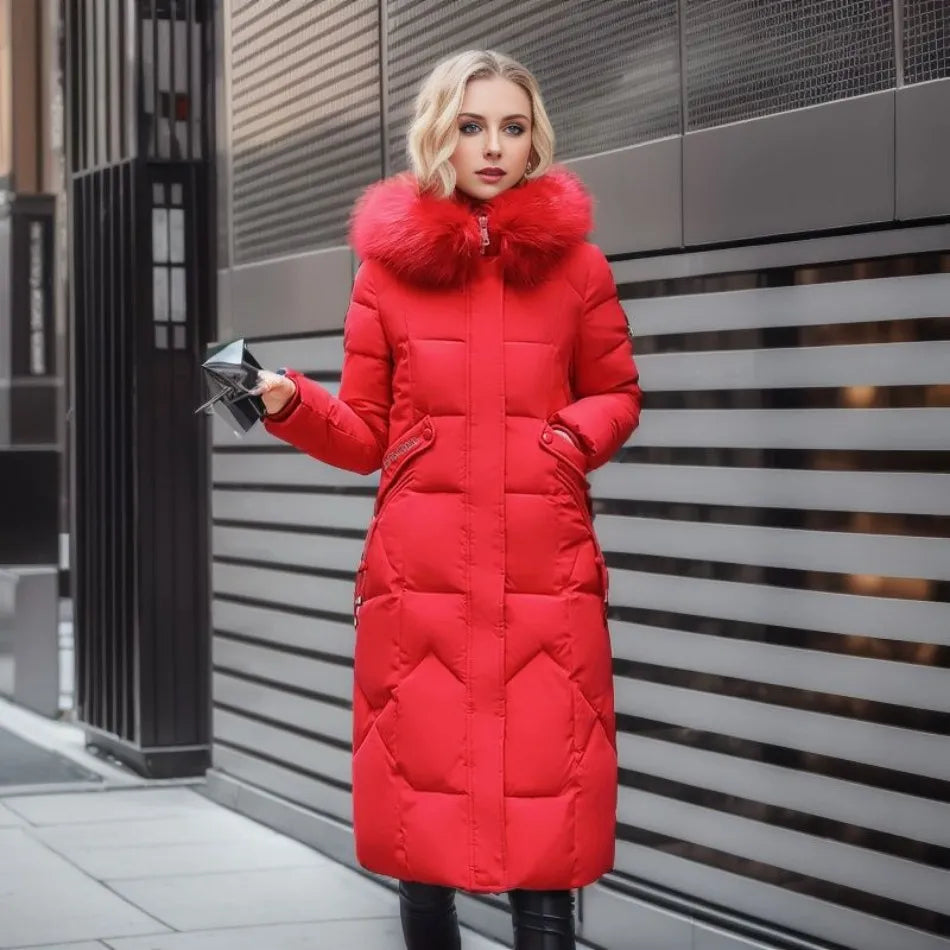 Women's Quilted Puffer Coat with Hood Trim for Winter 10