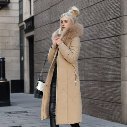 Women's Quilted Puffer Coat with Hood Trim for Winter 16