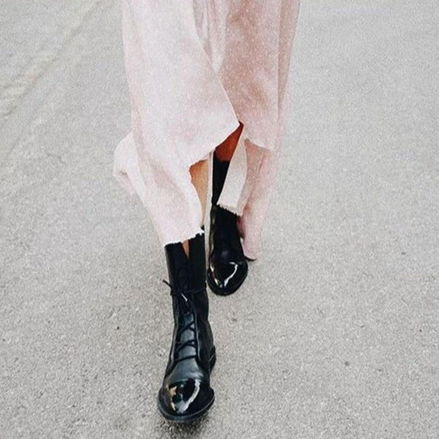 Women's Cap-Toe Lace-Up Combat Boots — Mid-Calf Style 3