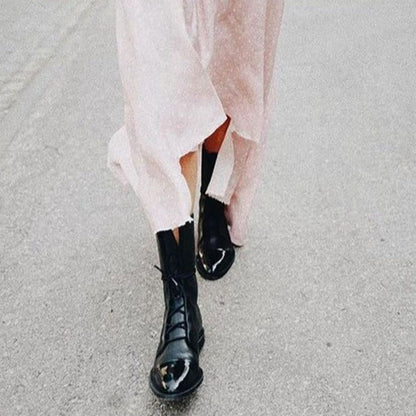 Women's Cap-Toe Lace-Up Combat Boots — Mid-Calf Style 3