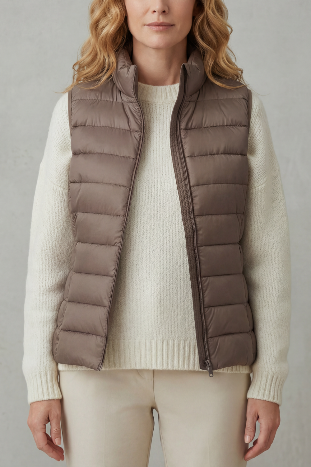 Women's Quilted Puffer Gilet with High Neck and Zip 1