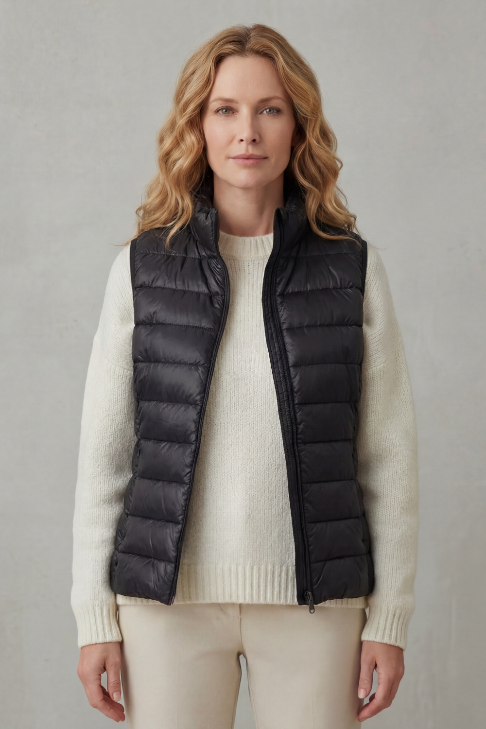 Women's Quilted Puffer Gilet with High Neck and Zip 10