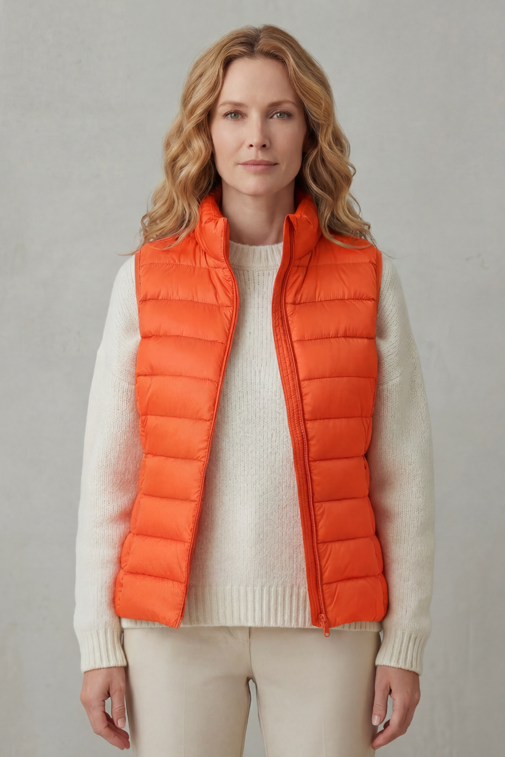 Women's Quilted Puffer Gilet with High Neck and Zip 14