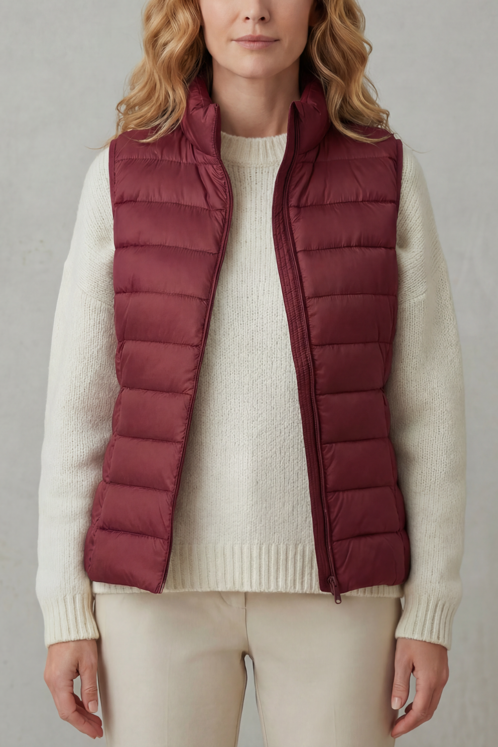 Women's Quilted Puffer Gilet with High Neck and Zip 15