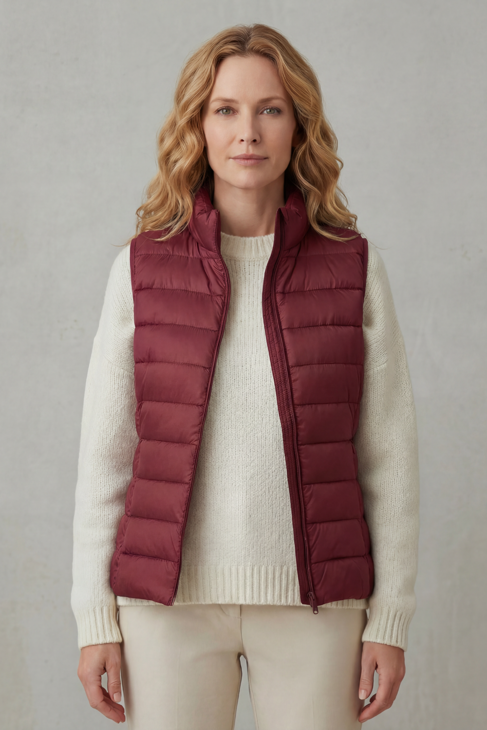 Women's Quilted Puffer Gilet with High Neck and Zip 16