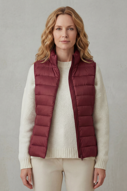 Women's Quilted Puffer Gilet with High Neck and Zip 16