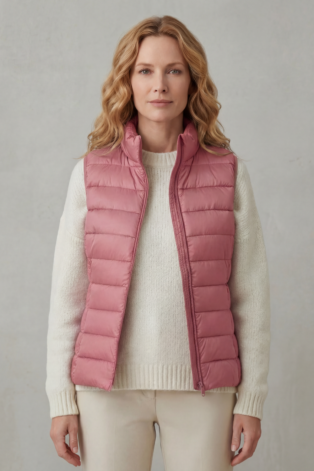 Women's Quilted Puffer Gilet with High Neck and Zip 18
