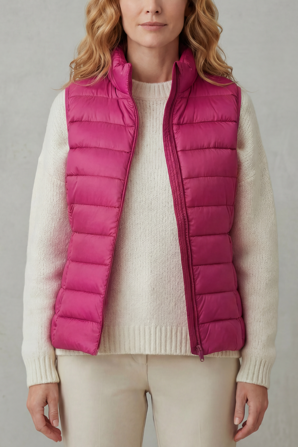 Women's Quilted Puffer Gilet with High Neck and Zip 19