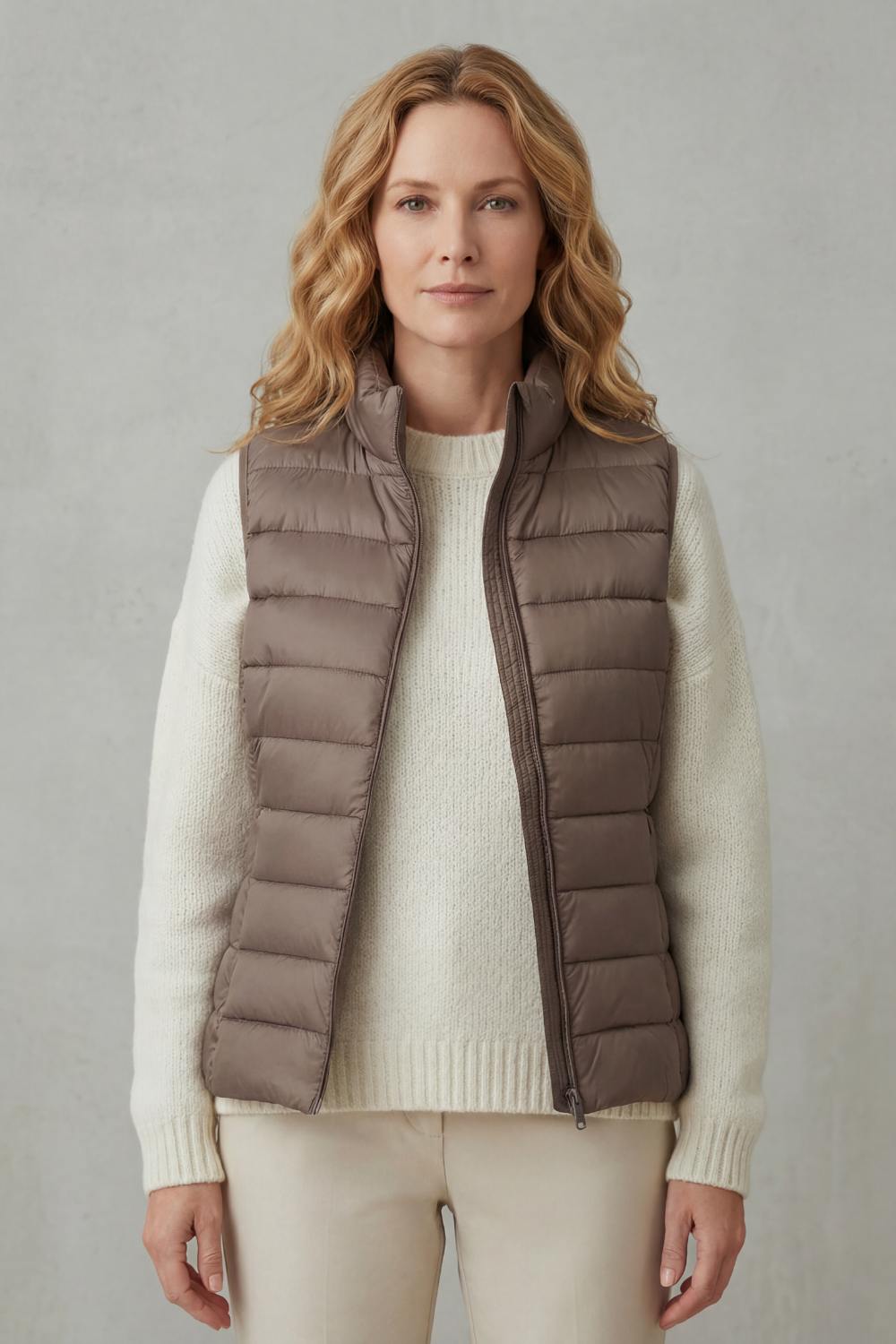 Women's Quilted Puffer Gilet with High Neck and Zip 2