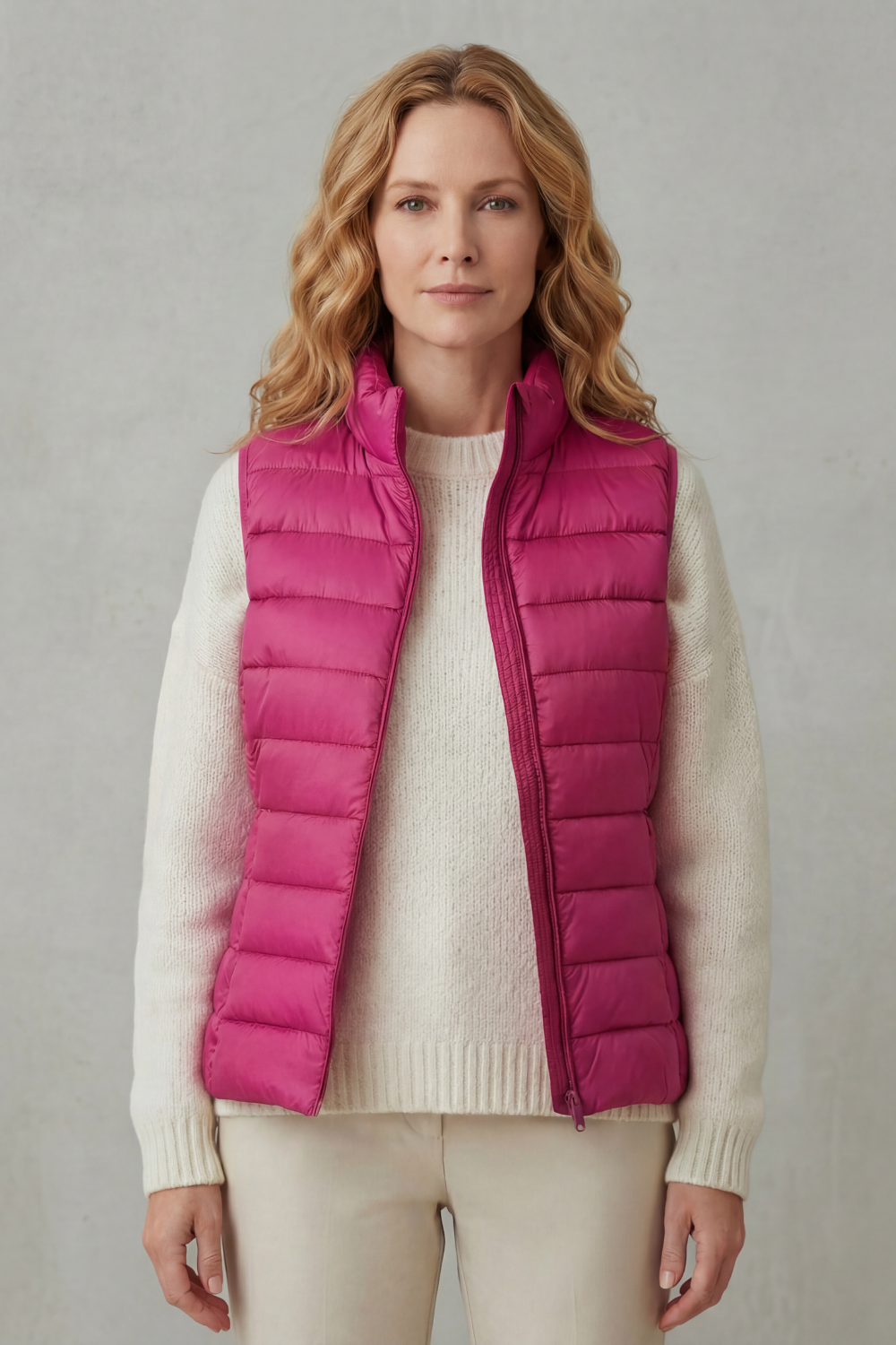 Women's Quilted Puffer Gilet with High Neck and Zip 20