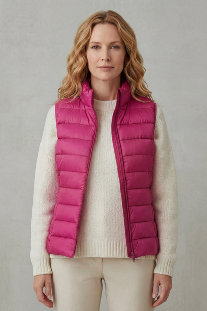 Women's Quilted Puffer Gilet with High Neck and Zip 20