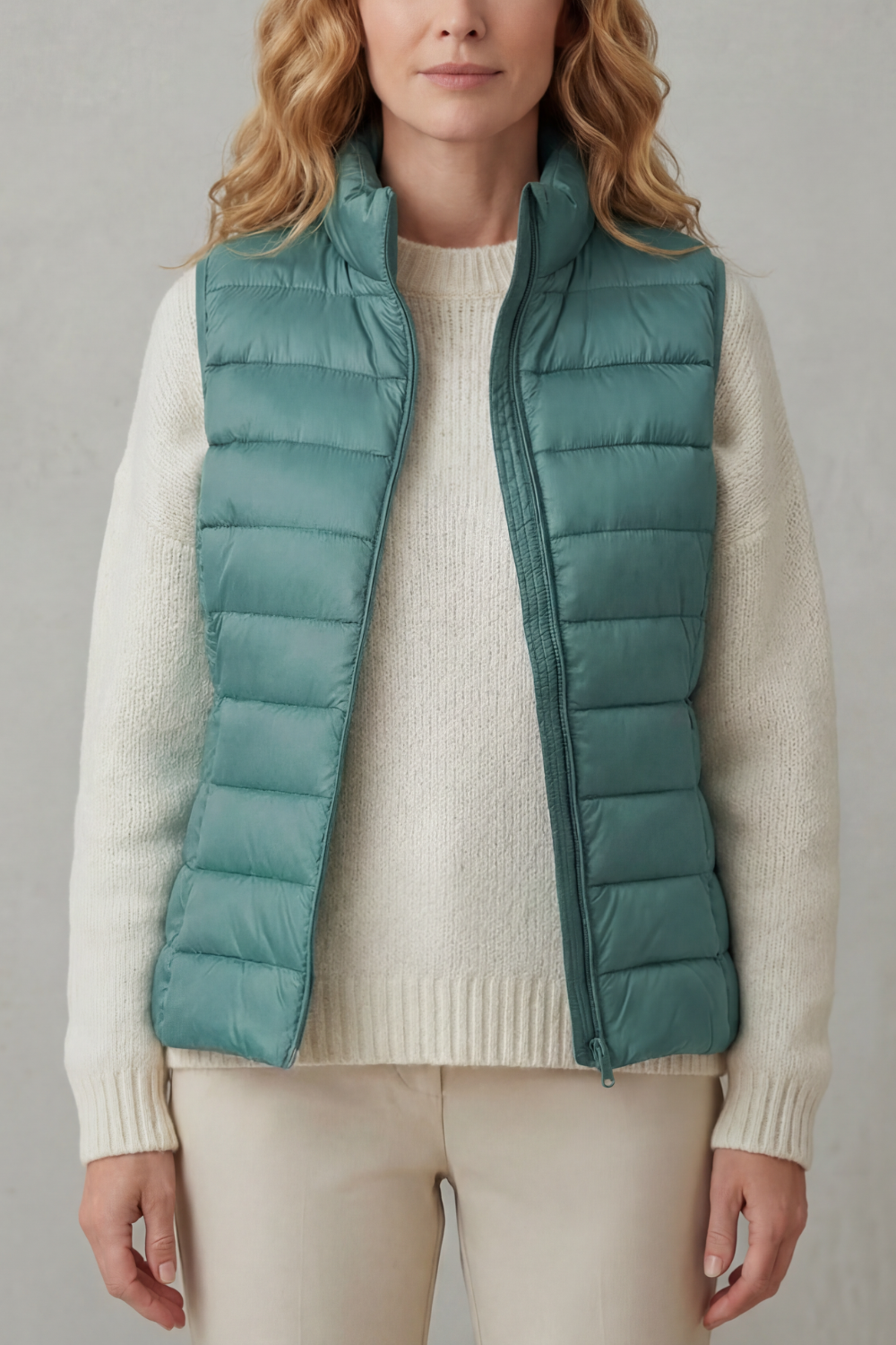 Women's Quilted Puffer Gilet with High Neck and Zip 21