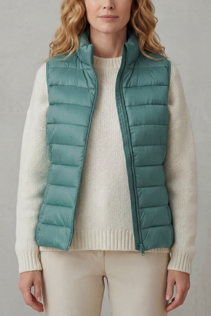 Women's Quilted Puffer Gilet with High Neck and Zip 21