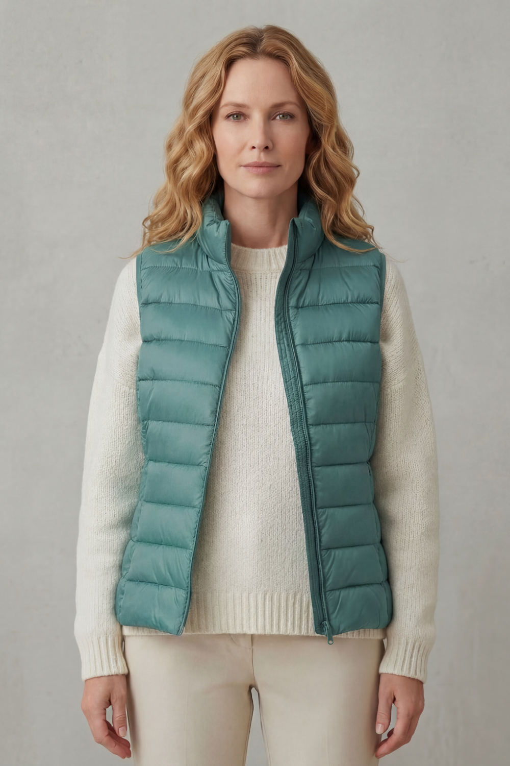 Women's Quilted Puffer Gilet with High Neck and Zip 22