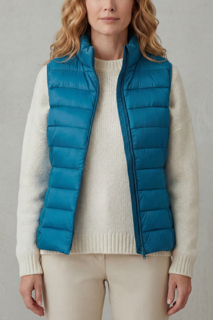 Women's Quilted Puffer Gilet with High Neck and Zip 23