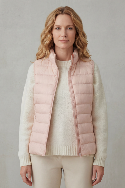 Women's Quilted Puffer Gilet with High Neck and Zip 26