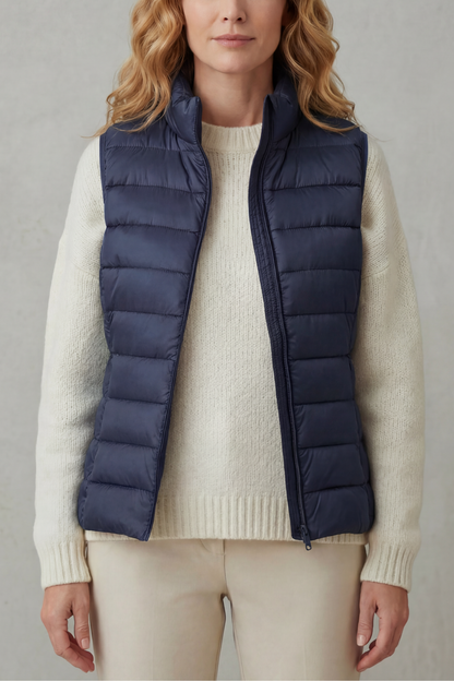 Women's Quilted Puffer Gilet with High Neck and Zip 27