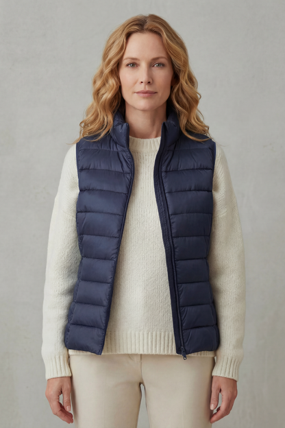 Women's Quilted Puffer Gilet with High Neck and Zip 28