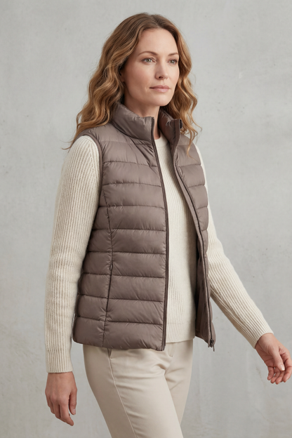 Women's Quilted Puffer Gilet with High Neck and Zip 3