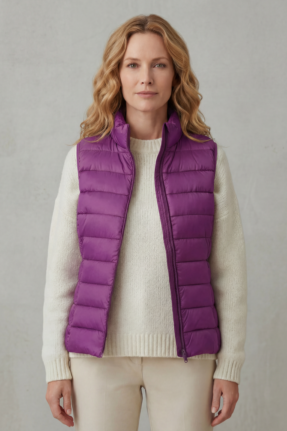 Women's Quilted Puffer Gilet with High Neck and Zip 8