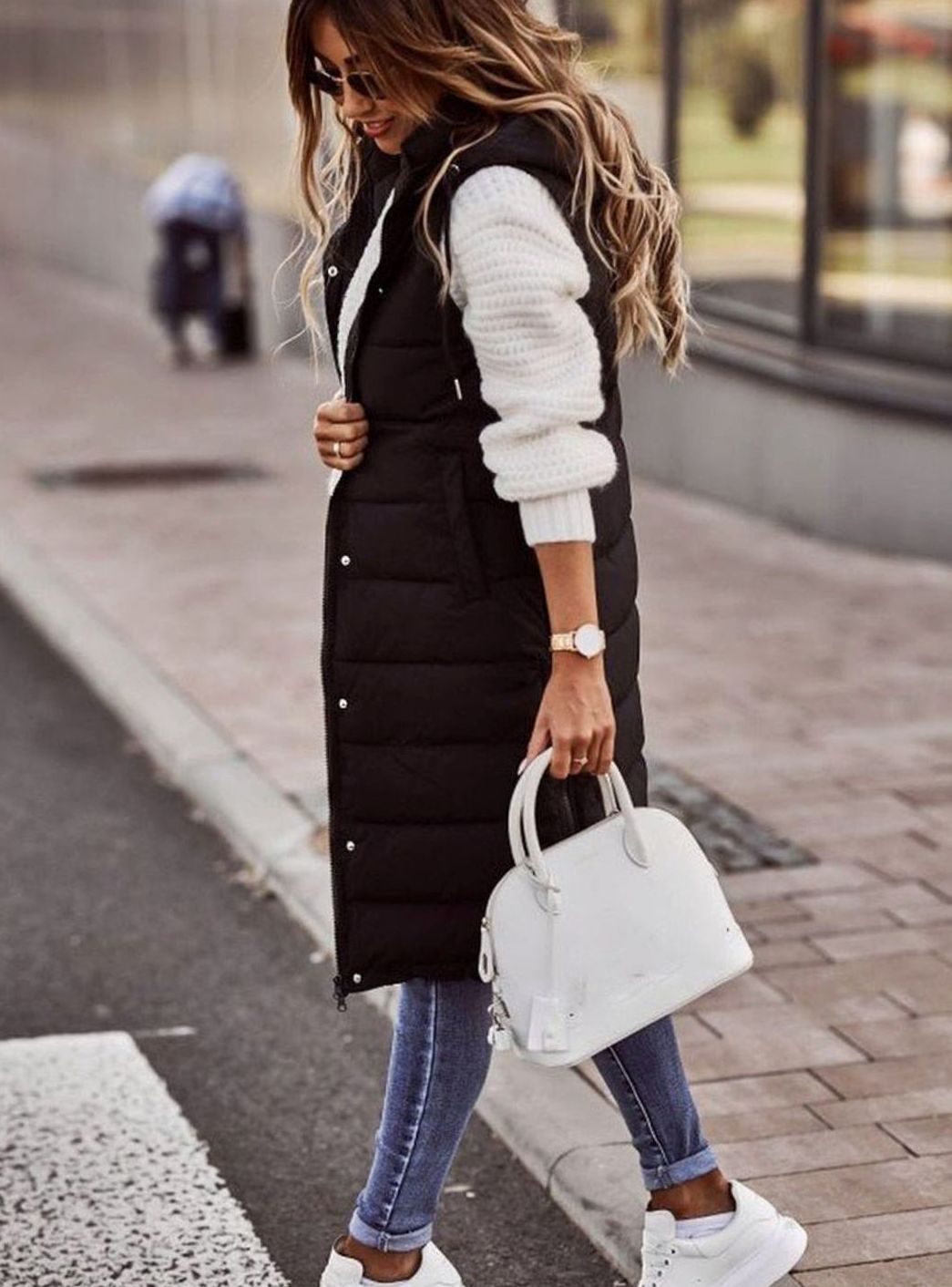 Women's Longline Hooded Quilted Puffer Vest — Sleeveless Winter 2