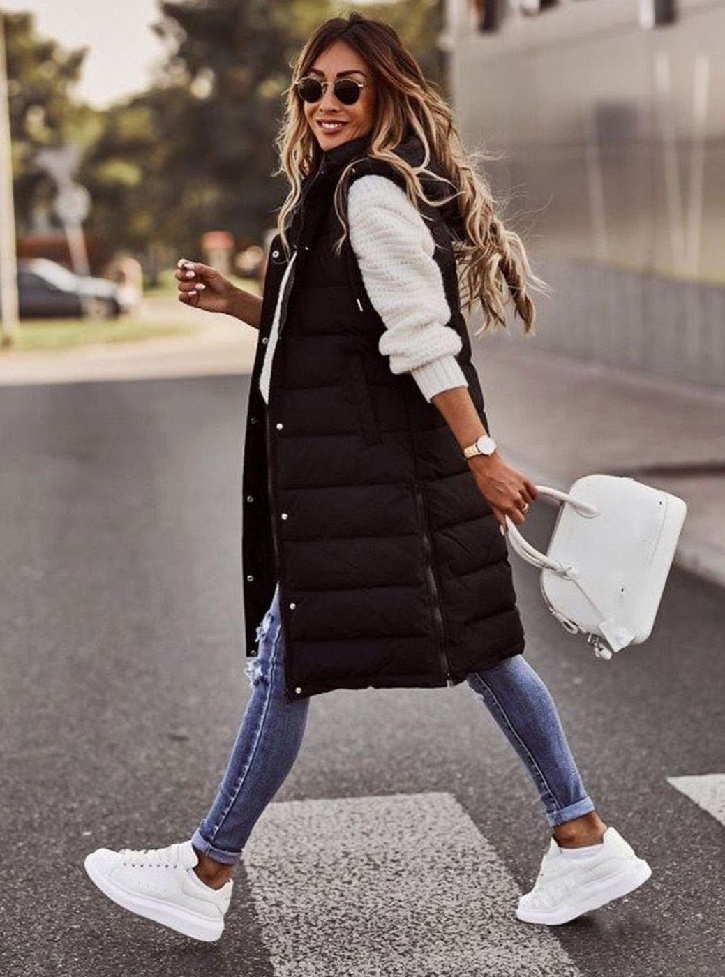 Women's Longline Hooded Quilted Puffer Vest — Sleeveless Winter 3