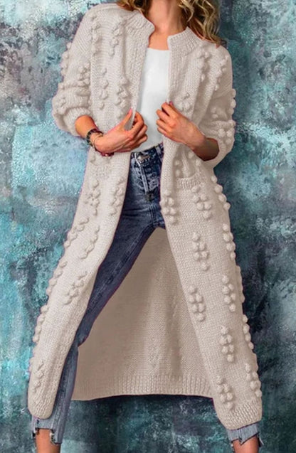 Women's Maxi Open-Front Pom-Pom Knit Cardigan S–4XL 3