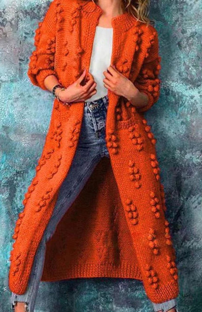 Women's Maxi Open-Front Pom-Pom Knit Cardigan S–4XL 5