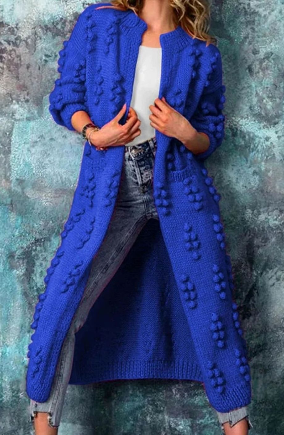 Women's Maxi Open-Front Pom-Pom Knit Cardigan S–4XL 6