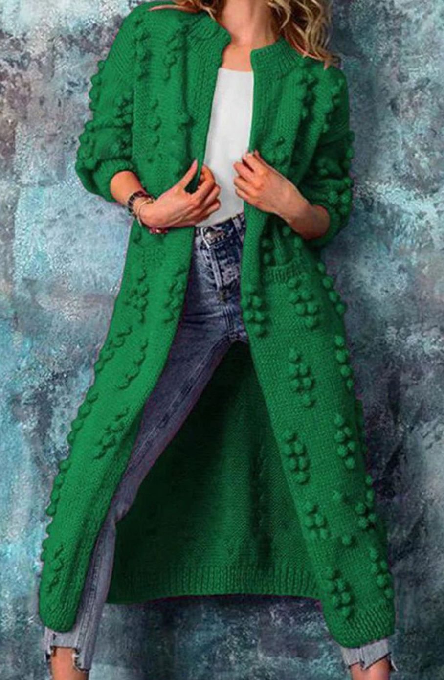 Women's Maxi Open-Front Pom-Pom Knit Cardigan S–4XL 7