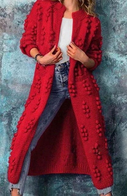 Women's Maxi Open-Front Pom-Pom Knit Cardigan S–4XL 8