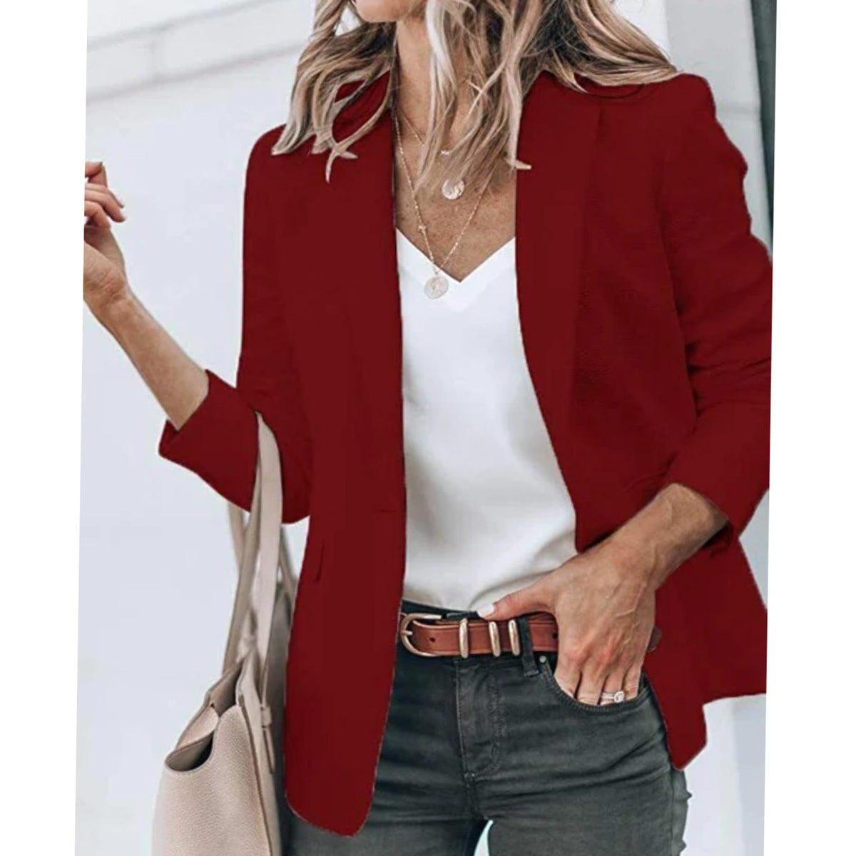 Women's Open Front Long Sleeve Work Blazer — Sizes S–4XL 19