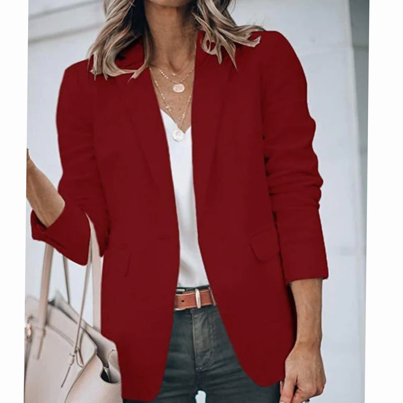 Women's Open Front Long Sleeve Work Blazer — Sizes S–4XL 9